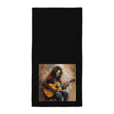 Sonic Serenade Towel elegantly displayed, showcasing its vibrant pattern and luxurious feel.
